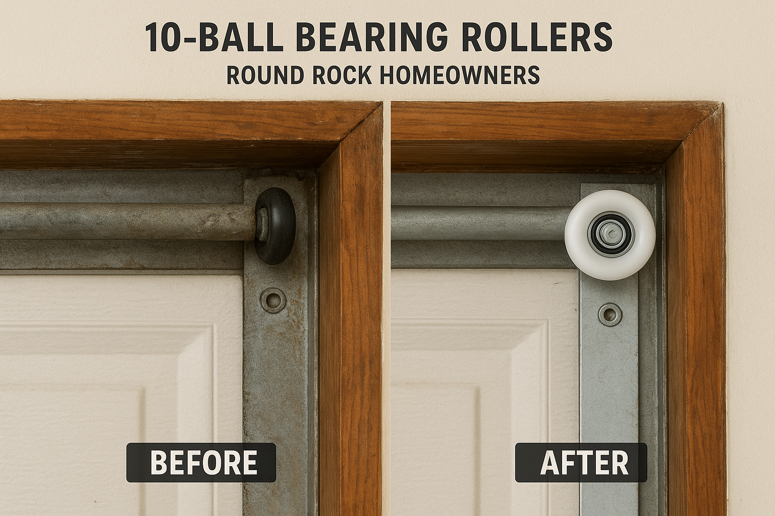 Before and after — garage door roller replacement
